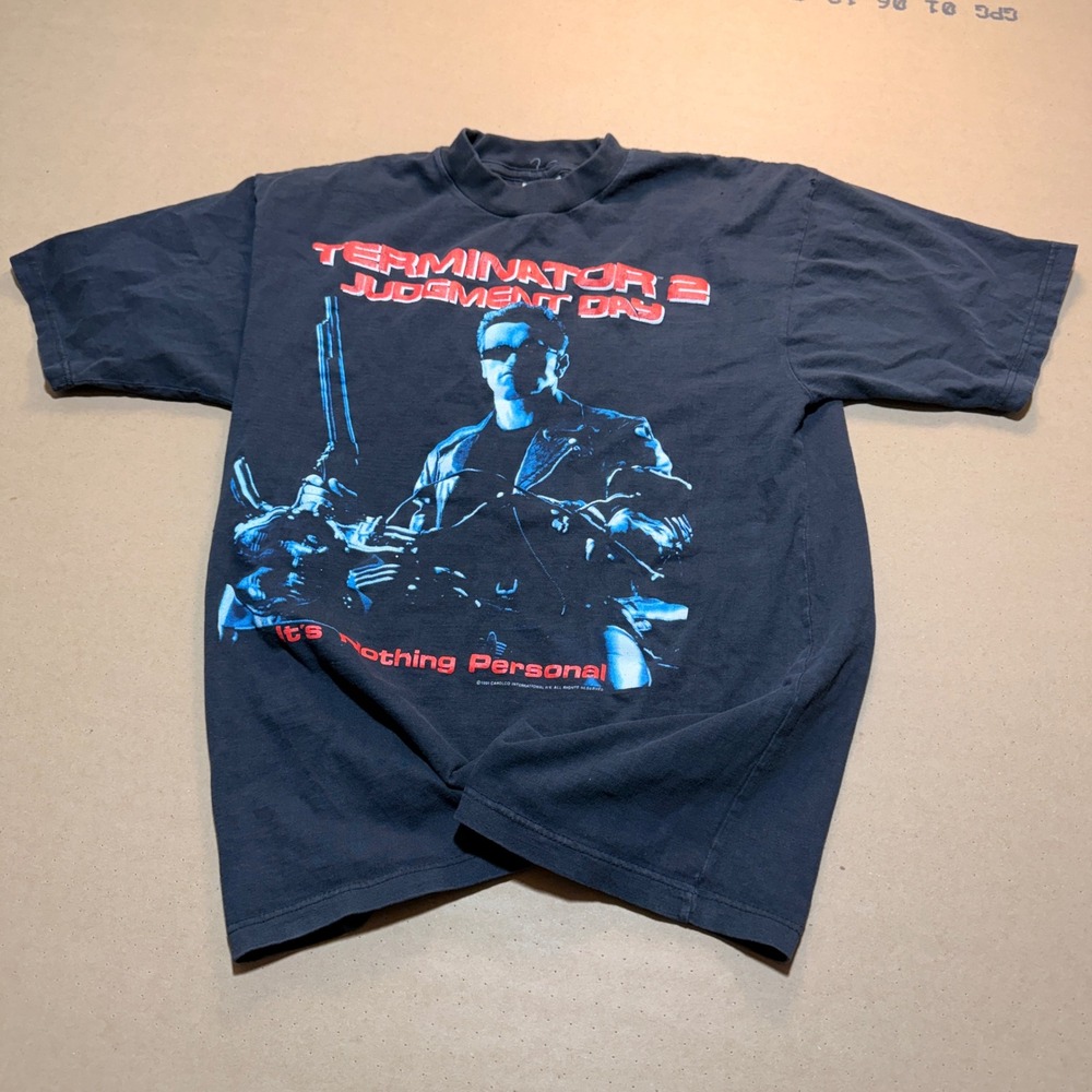 1991 Terminator 2 Judgment Day T-Shirt Medium Black Good Vintage Movie Promo